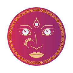 hindu goddess face navratri in red emblem