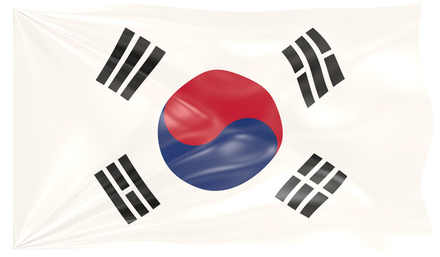 3d Illustration of a Waving Flag of South Korea
