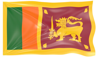 3d Illustration of a Waving Flag of Sri Lanka