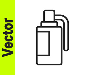 Black line Hand grenade icon isolated on white background. Bomb explosion. Vector.