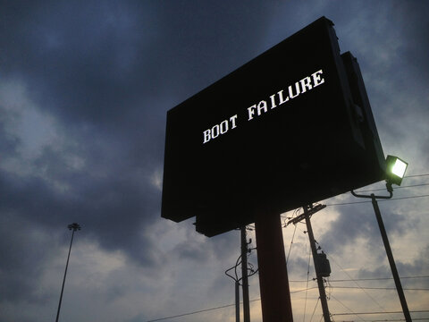LED billboard sign displaying error message
