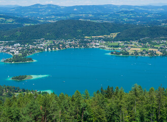 Panoramic View of Lake Worthersee in Austria.