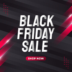 Black Friday sale banner in black and red concept with abstract style
