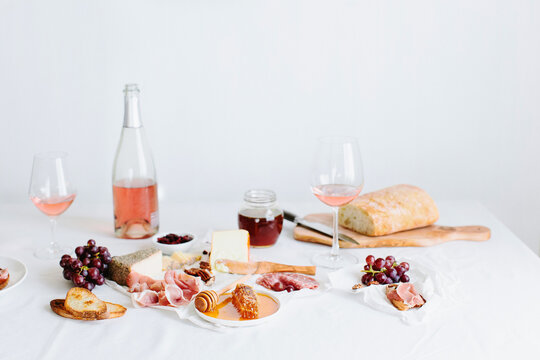 Cheeseboard with wine