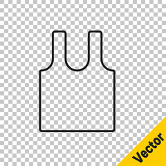 Black line Sleeveless T-shirt icon isolated on transparent background. Vector.