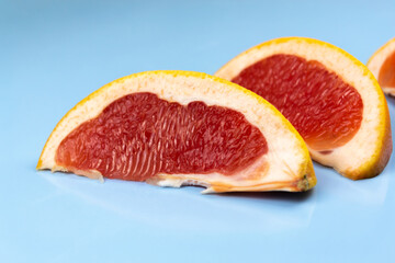 Grapefruit on a blue table