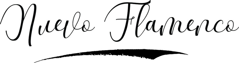 Nuevo Flamenco. Cursive Calligraphy Black Color Text On White Background