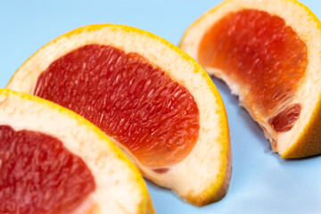 Grapefruit on a blue table