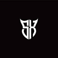 Initial S X letter with unique shield style logo template vector