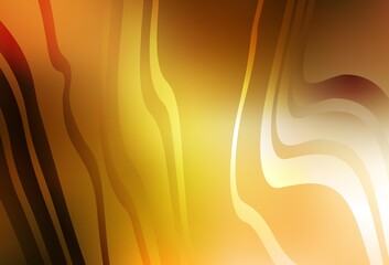 Light Orange vector background with curved lines.