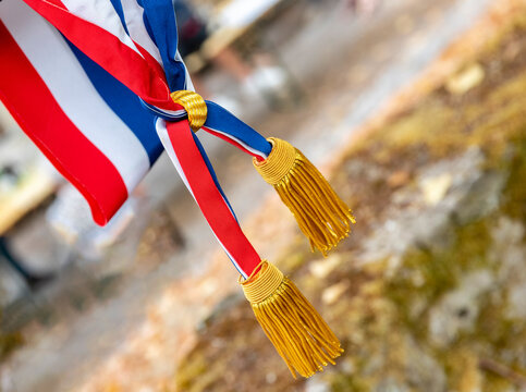 French mayor's tricolor scarf