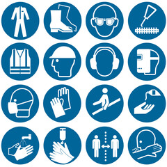 Sammlung aus Gebotszeichen nach DIN EN ISO 7010, Vektor Datei