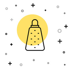 Black line Grater icon isolated on white background. Kitchen symbol. Cooking utensil. Cutlery sign. Random dynamic shapes. Vector.