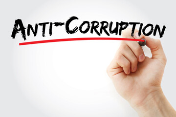 Anti-Corruption text with marker, business concept background