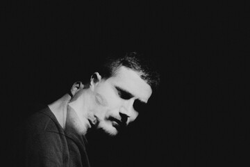 Man Studio Portrait with Long and Double Exposure