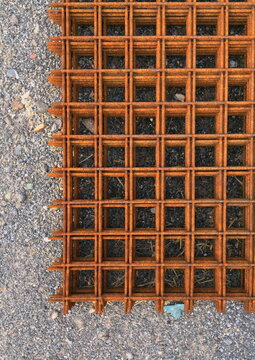 Close-up of rusty metal gratings