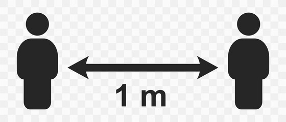 Distancing between two people 1 meter . Epidemic, coronavirus, danger, distance between people icon.