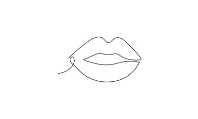 Lips line drawing. Beautiful vector illustration for logo, card, banner, poster, flyer. Graphic abstract elements fashion concept.