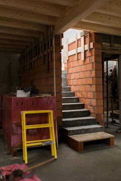 Staircase under construction in apartment