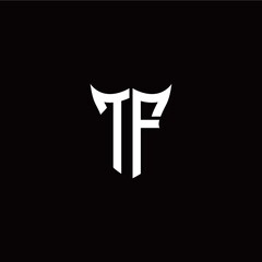 Initial T F letter with unique shield style logo template vector