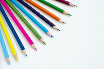pencils on white background