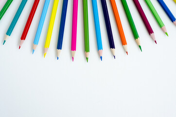 color pencils on white background