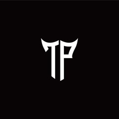 Initial T P letter with unique shield style logo template vector