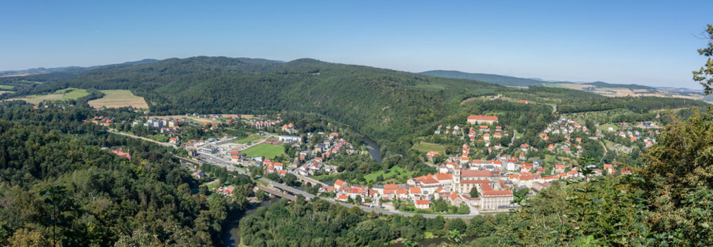 Panorama of Kotlina Kłodzka in Poland , Bardo