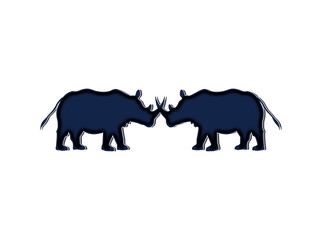 Fototapeta premium White Rhinoceros locking horns
