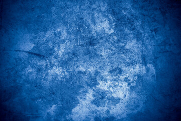 Old wall pattern texture cement blue dark abstract  blue color design are light with black gradient background.
