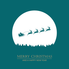 christmas winter banner with santa sleigh and reindeer vector illustration EPS10