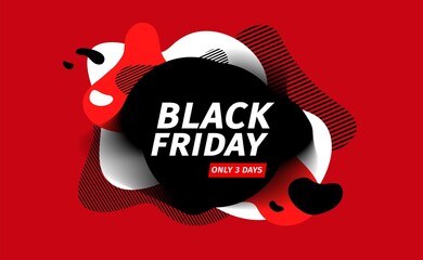 Black friday sale banner. Design template promotion frame for weekend sale. Geometric abstract style for discount offer. Vector