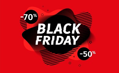 Black friday sale banner. Design template promotion frame for weekend sale. Geometric abstract style for discount offer. Vector