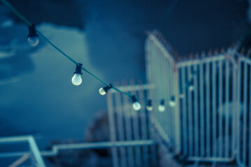 Celebration bulbs hanging from a rope