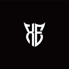Initial X E letter with unique shield style logo template vector