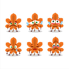 Orange dried leaves cartoon character with sad expression