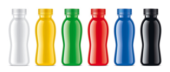 Set of Colored Plastic Bottles. Non-transparent version. 
