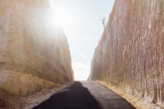 Road Between Rock Walls