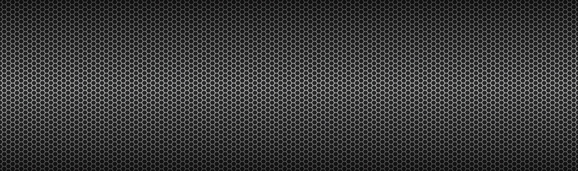 Technology geometric polygons header. Abstract black metallic hexagonal banner background. Simple vector illustration