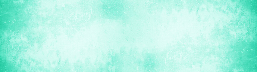 Abstract green turquoise shades aquarelle illustration. Watercolor for creative grunge design, vintage cards, retro templates painted on white paper texture background banner panorama