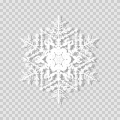 Vector white paper snowflake isolated on a transparent background. EPS 10