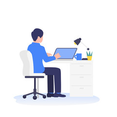 パソコンで仕事をしているビジネスパーソンのイラスト素材