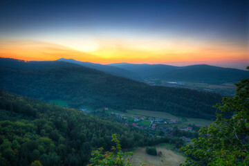 Beautiful sunset over the Karkonosze Mountains, Poland