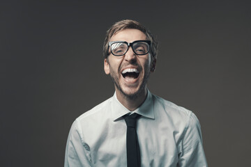 Businessman laughing out loud