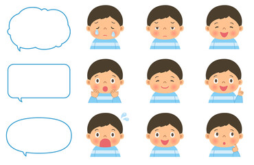 男の子の色々な表情　吹き出し　セット