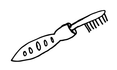 Obraz premium Hand drawn grooming tools. Vector illustration of hairdresser accessories. Barber shop, pet service. Hairbrush isolated on white background.