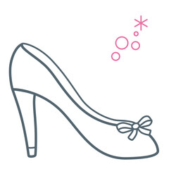 Stiletto heels women's shoes. Linear flat icon of a fashion shoe drawn with simple thin lines.