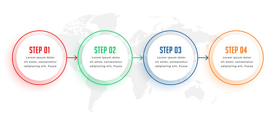 four steps circular infographic template in colors