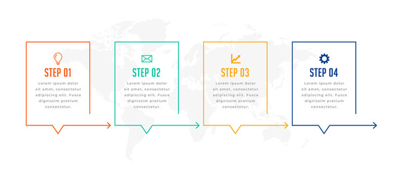 infographic template in four directional steps