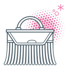 Fashion handbag for women. Linear flat icon of a women's fashion bag drawn with simple thin lines.